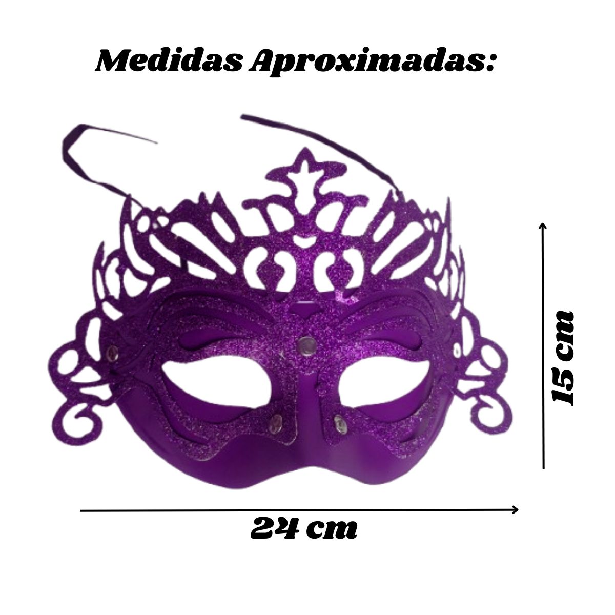 Máscara Fantasia Glitter Festa Carnaval Roxo Máscara Fantasia Glitter Festa Carnaval Roxo